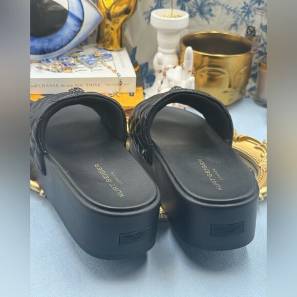 🆕 KURT GEIGER LONDON 🧿 NWOB Meena Eagle Platform Slides Sz EU 41 US 10 - Picture 10 of 16